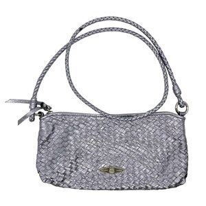 Elliott Lucca Woven Metallic Silver Shoulder Bag